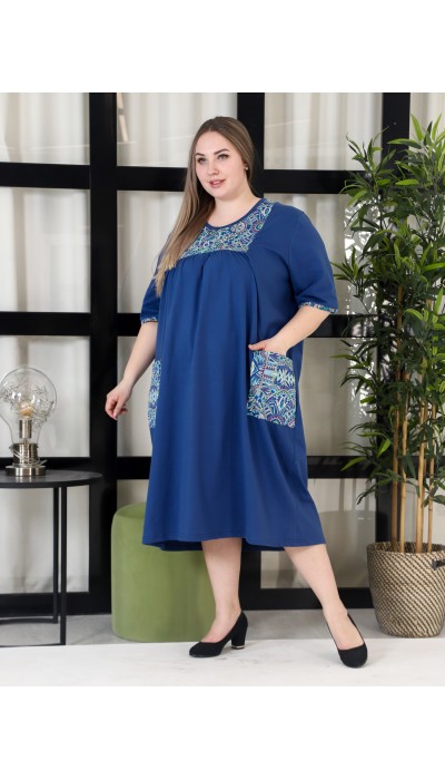 Платье женское большого размера Анна синий