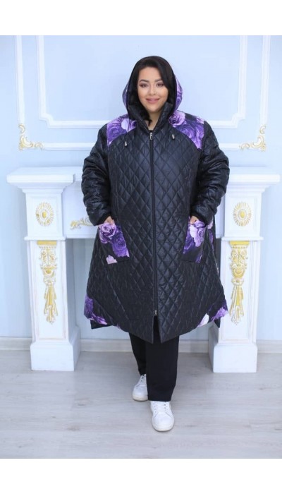 Куртка большого размера  МС РОЗА фиолет