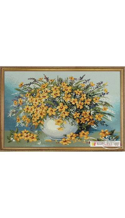 Картина "Роскошный желтый букет" (гобелен).Размер: 38х50 см