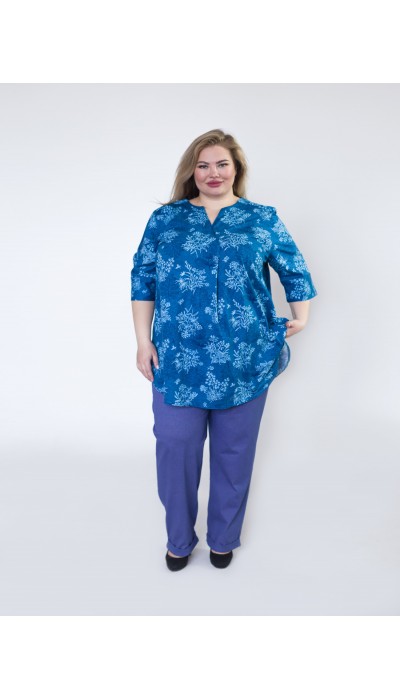 Рубашка женская большого размера "Жизель" джинс